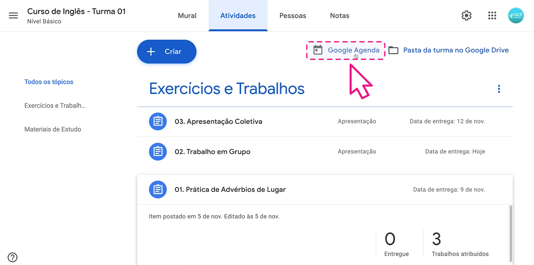 como criar atividades, exercícios e trabalhos no google sala de aula 28